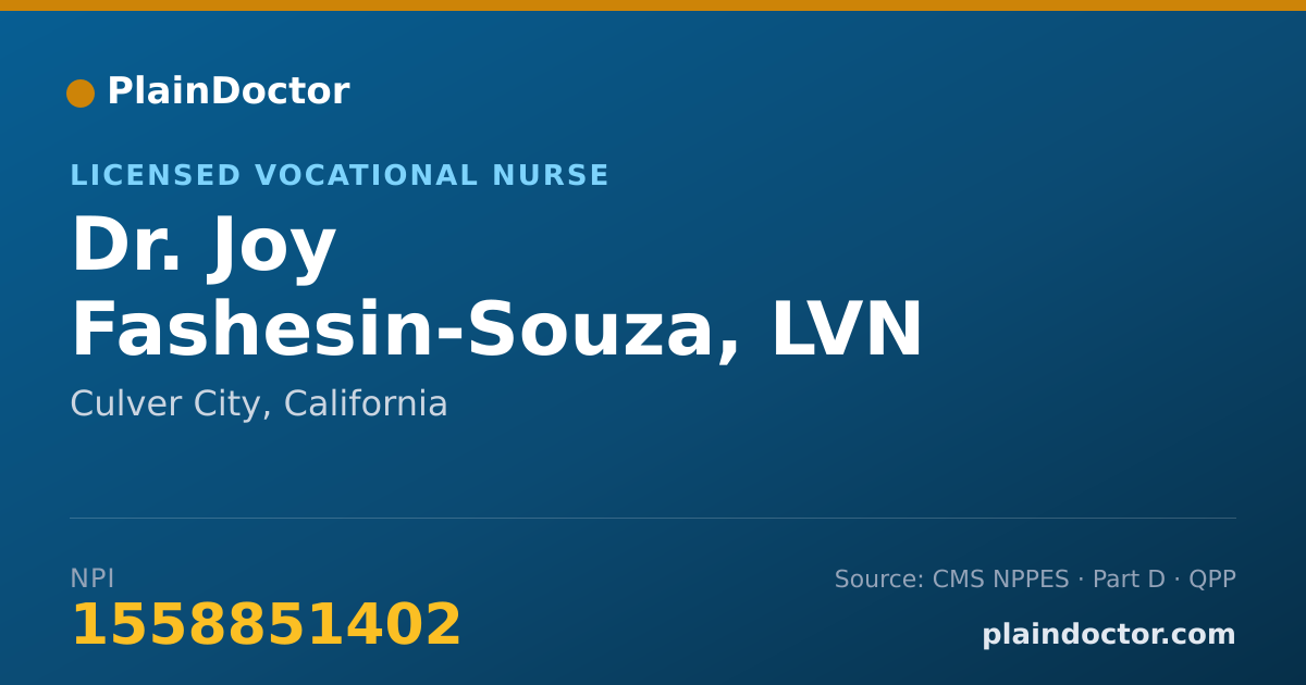Shareable card for Joy Fashesin-Souza, LVN - Licensed Vocational Nurse, Culver City, CA