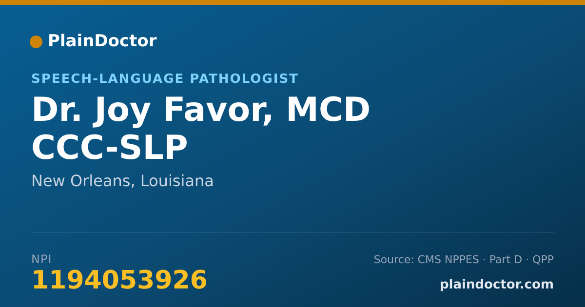 Shareable card for Joy Favor, MCD CCC-SLP - Speech-Language Pathologist, New Orleans, LA