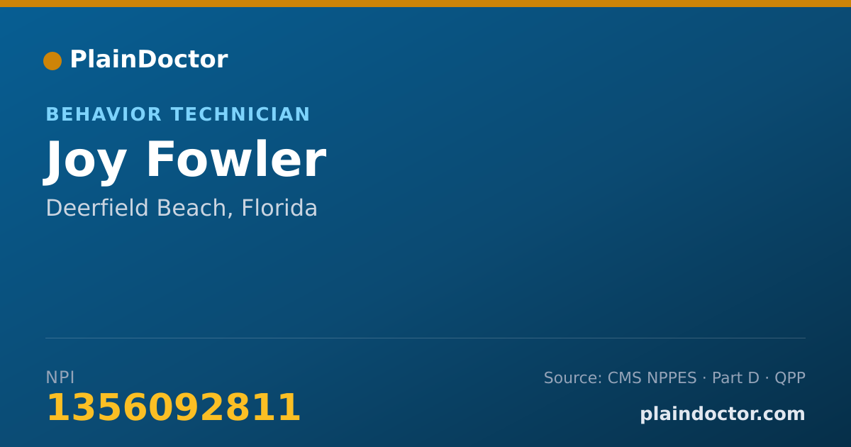 Shareable card for Joy Fowler - Behavior Technician, Deerfield Beach, FL