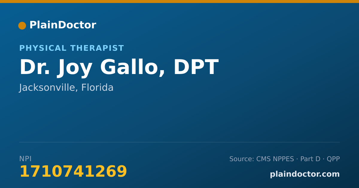 Shareable card for Joy Gallo, DPT - Physical Therapist, Jacksonville, FL