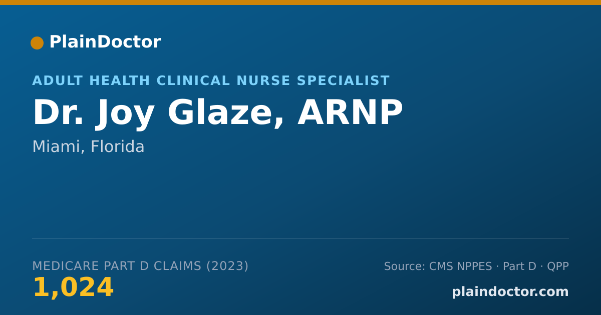 Shareable card for Joy Glaze, ARNP - Adult Health Clinical Nurse Specialist, Miami, FL