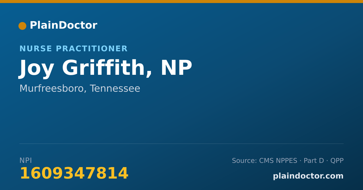 Shareable card for Joy Griffith, NP - Nurse Practitioner, Murfreesboro, TN