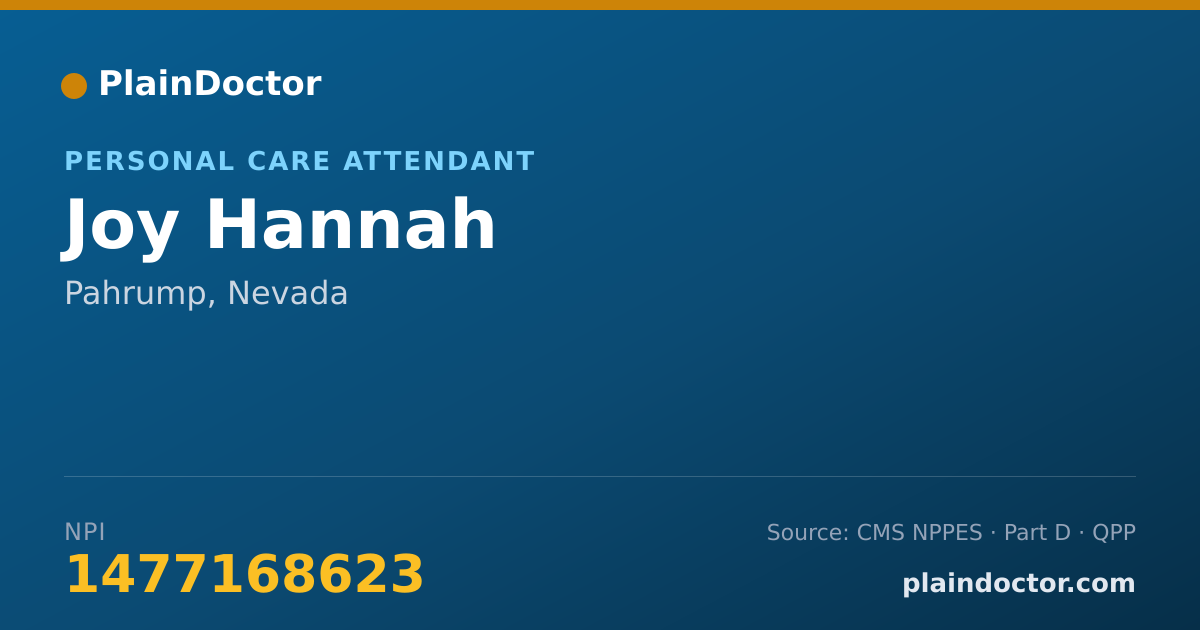 Shareable card for Joy Hannah - Personal Care Attendant, Pahrump, NV