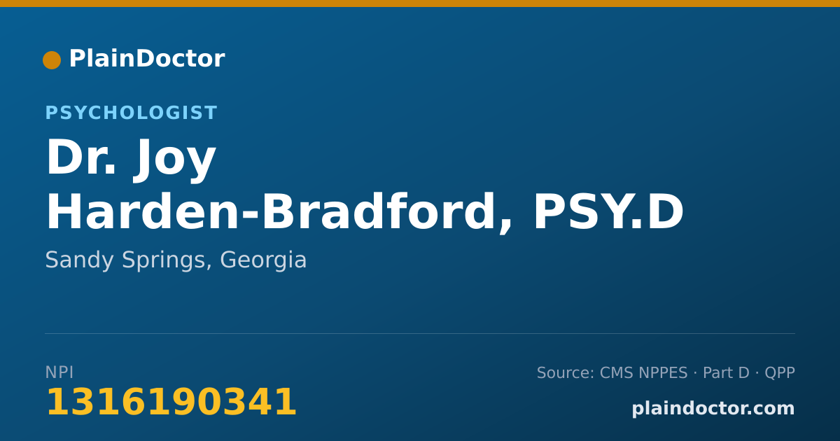 Shareable card for Joy Harden-Bradford, PSY.D - Psychologist, Sandy Springs, GA
