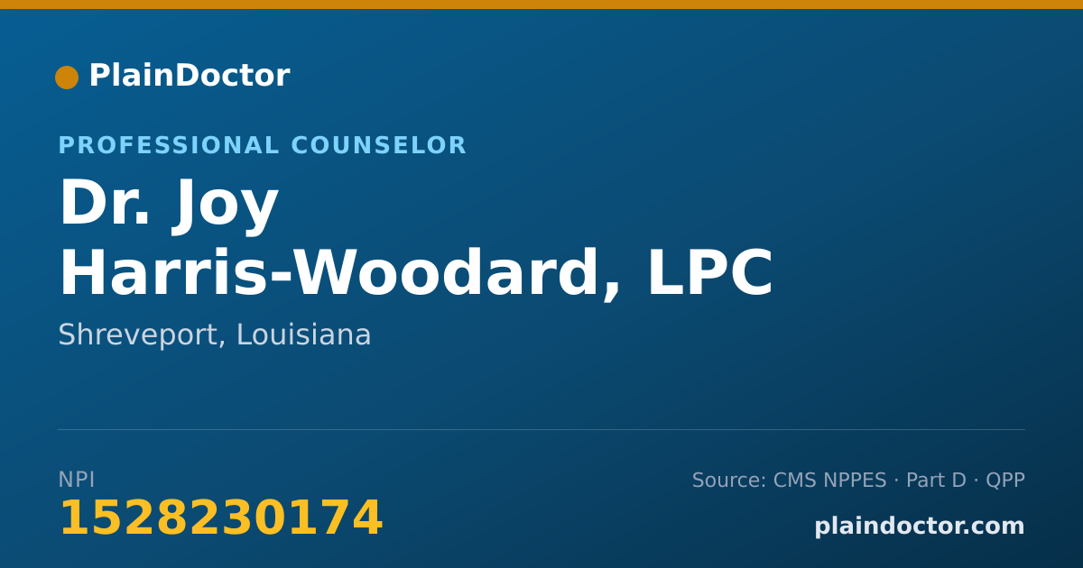 Shareable card for Joy Harris-Woodard, LPC - Professional Counselor, Shreveport, LA