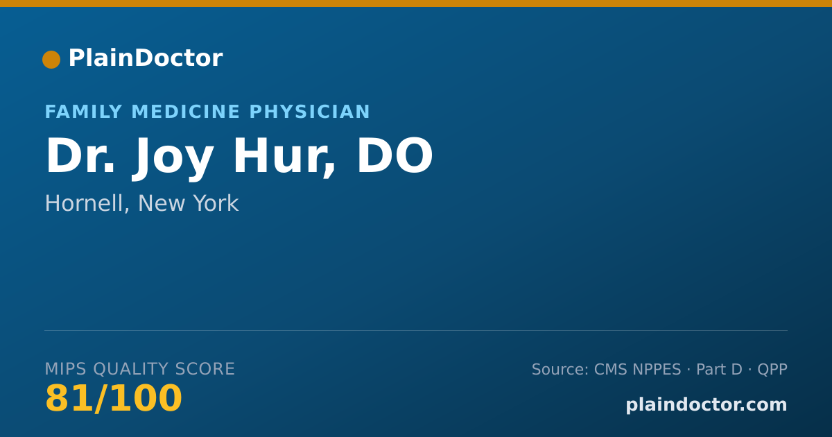 Shareable card for Joy Hur, DO - Family Medicine Physician, Hornell, NY