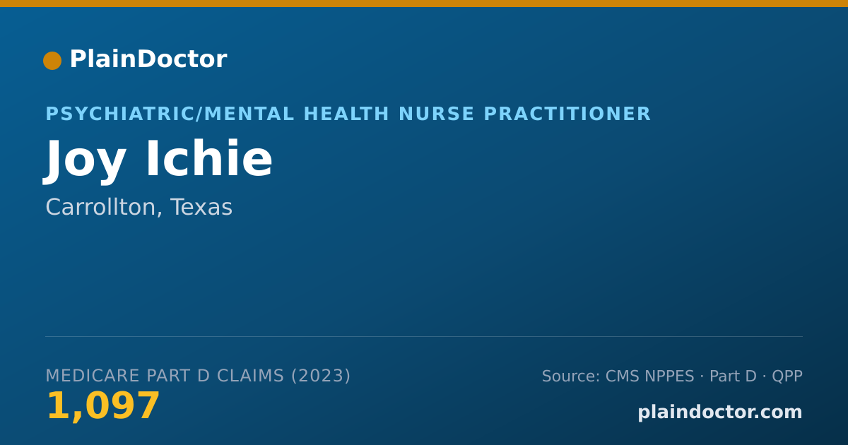 Shareable card for Joy Ichie - Psychiatric/Mental Health Nurse Practitioner, Carrollton, TX
