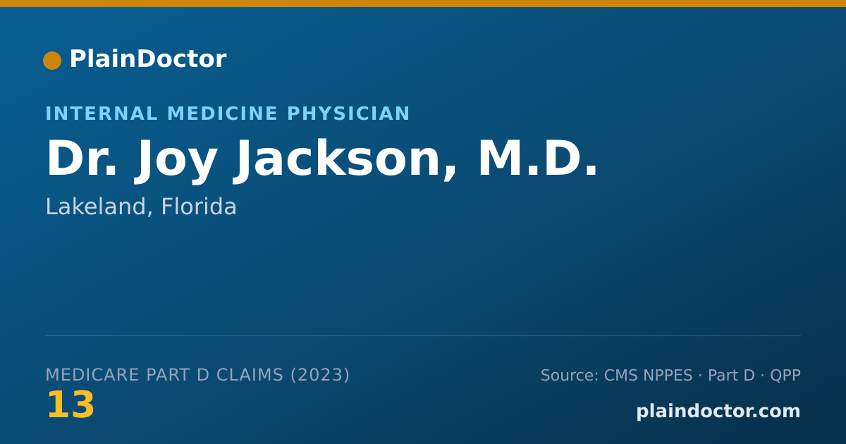 Shareable card for Joy Jackson, M.D. - Internal Medicine Physician, Lakeland, FL