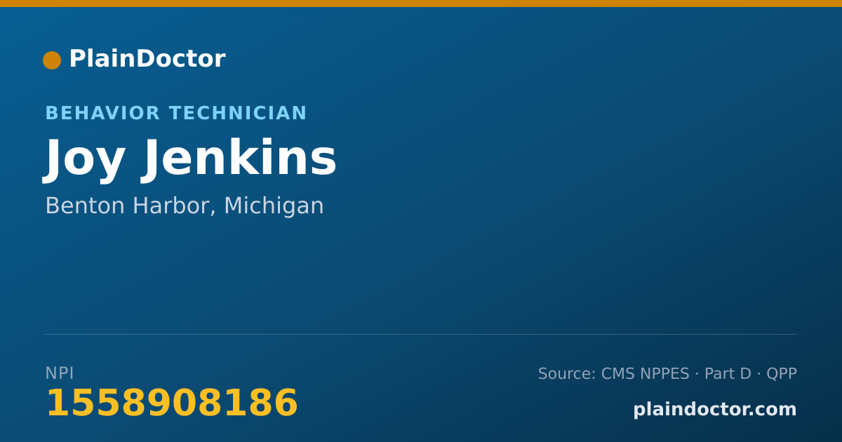 Shareable card for Joy Jenkins - Behavior Technician, Benton Harbor, MI