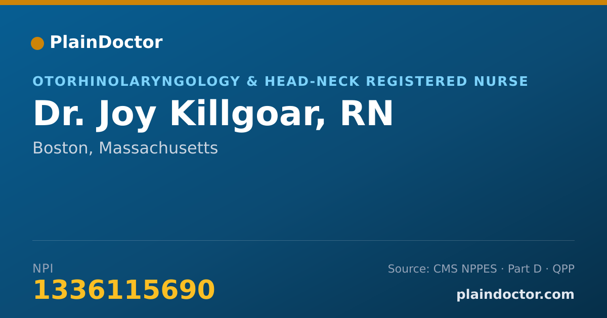 Shareable card for Joy Killgoar, RN - Otorhinolaryngology & Head-Neck Registered Nurse, Boston, MA