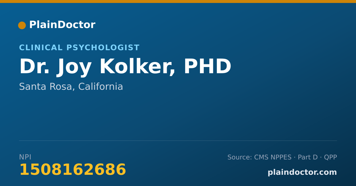 Shareable card for Joy Kolker, PHD - Clinical Psychologist, Santa Rosa, CA