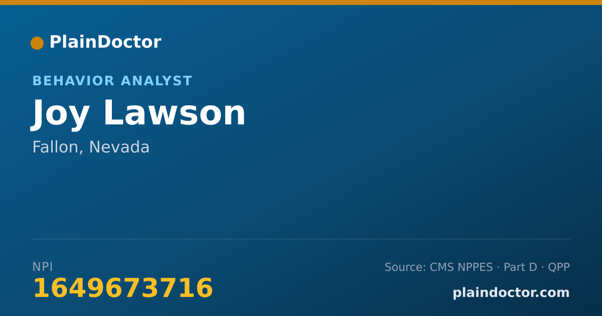 Shareable card for Joy Lawson - Behavior Analyst, Fallon, NV