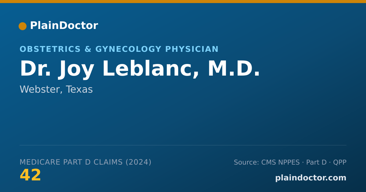 Shareable card for Joy Leblanc, M.D. - Obstetrics & Gynecology Physician, Webster, TX