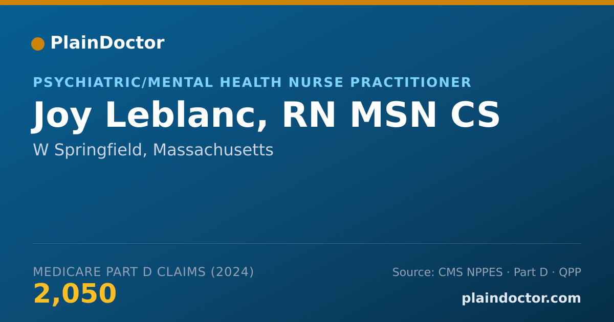 Shareable card for Joy Leblanc, RN MSN CS - Psychiatric/Mental Health Nurse Practitioner, W Springfield, MA