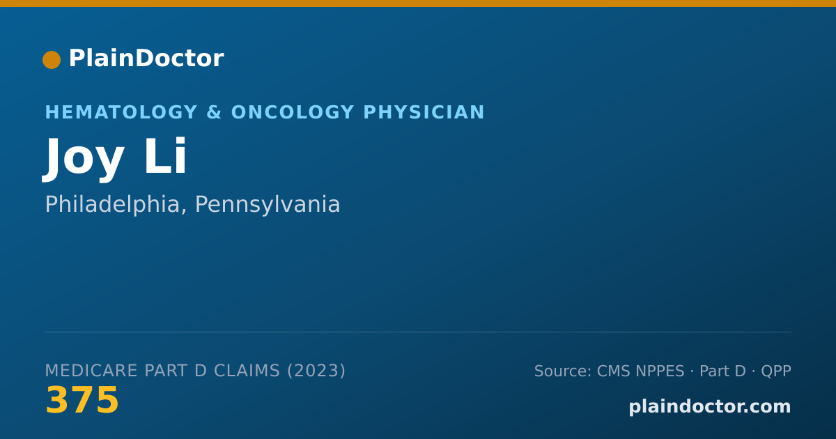 Shareable card for Joy Li - Hematology & Oncology Physician, Philadelphia, PA