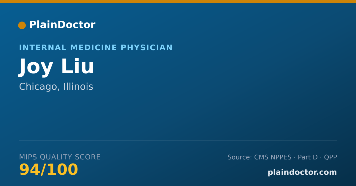 Shareable card for Joy Liu - Internal Medicine Physician, Chicago, IL