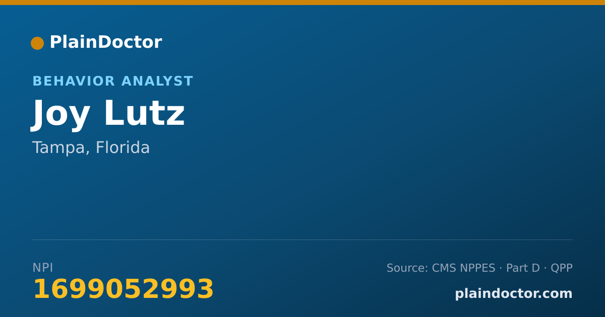 Shareable card for Joy Lutz - Behavior Analyst, Tampa, FL