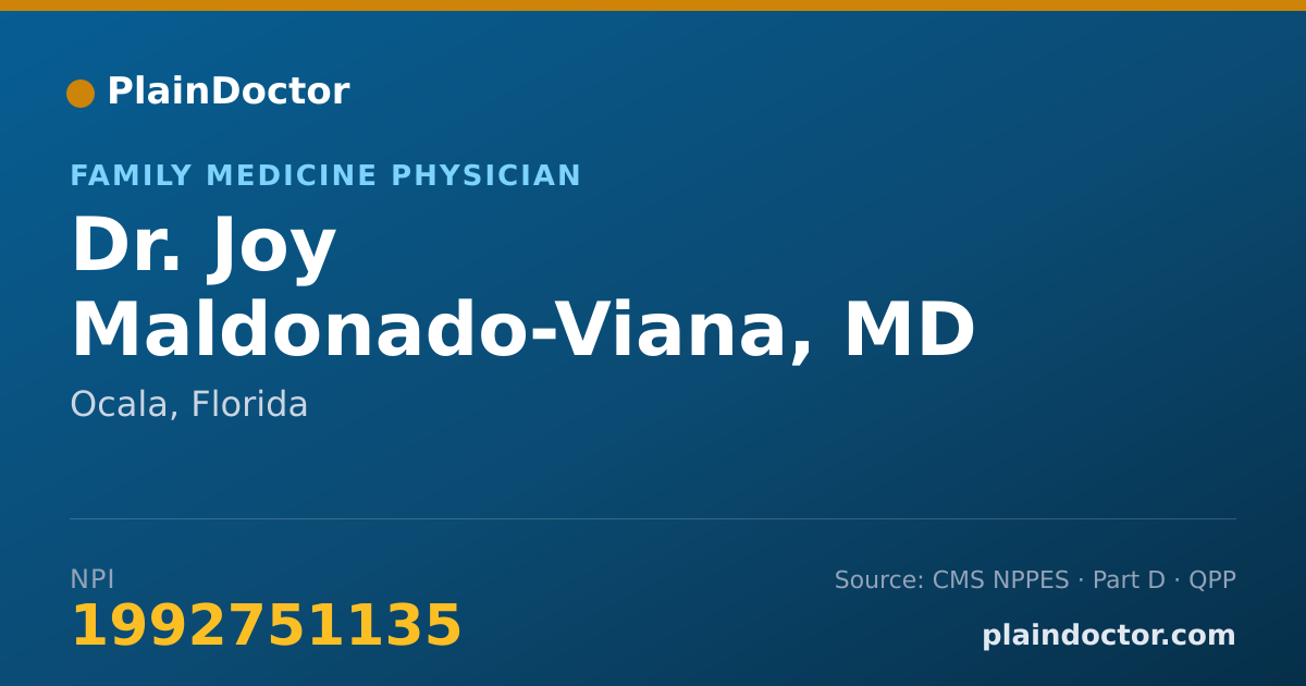 Shareable card for Joy Maldonado-Viana, MD - Family Medicine Physician, Ocala, FL