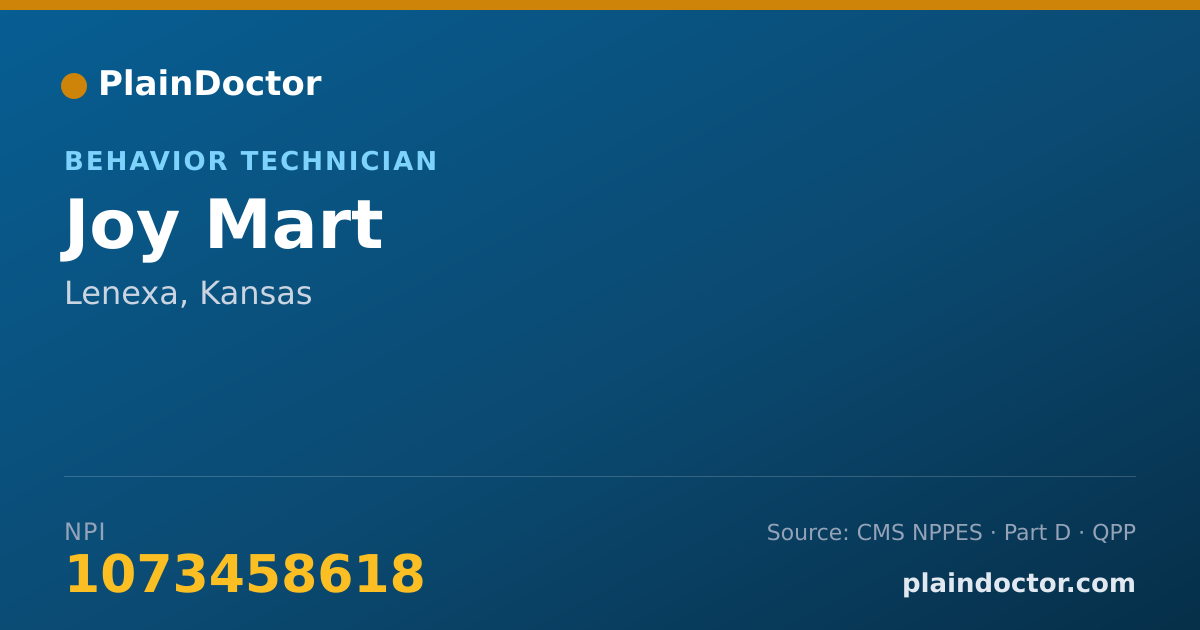 Shareable card for Joy Mart - Behavior Technician, Lenexa, KS