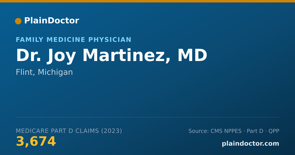 Shareable card for Joy Martinez, MD - Family Medicine Physician, Flint, MI