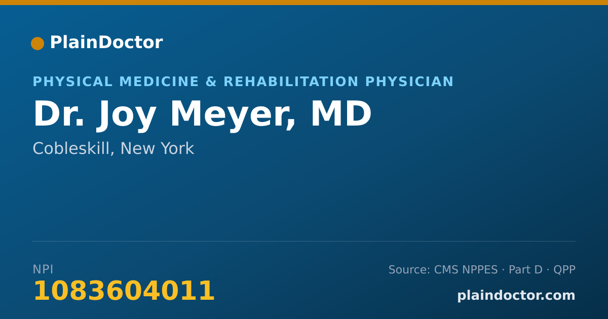 Shareable card for Joy Meyer, MD - Physical Medicine & Rehabilitation Physician, Cobleskill, NY