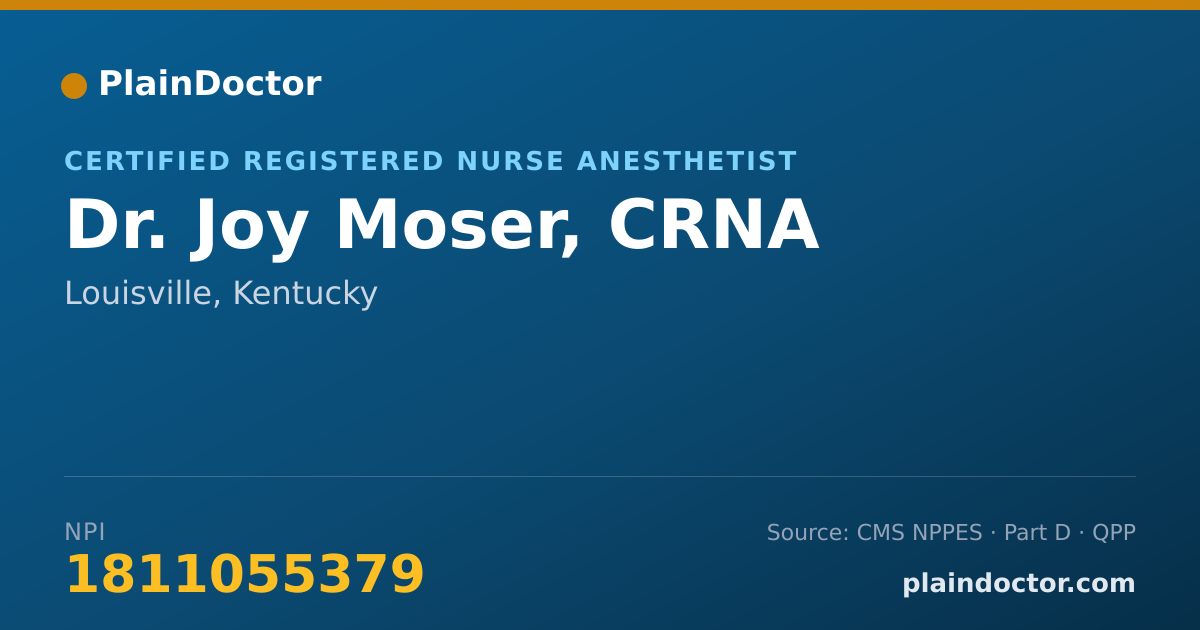 Shareable card for Joy Moser, CRNA - Certified Registered Nurse Anesthetist, Louisville, KY