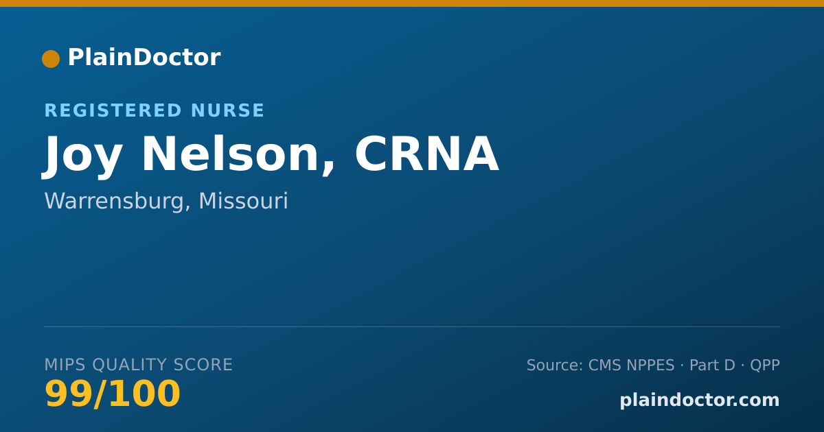 Shareable card for Joy Nelson, CRNA - Registered Nurse, Warrensburg, MO