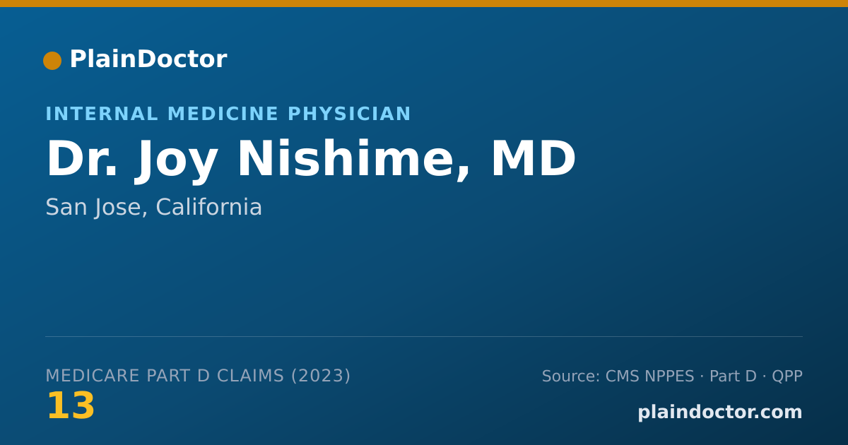 Shareable card for Joy Nishime, MD - Internal Medicine Physician, San Jose, CA
