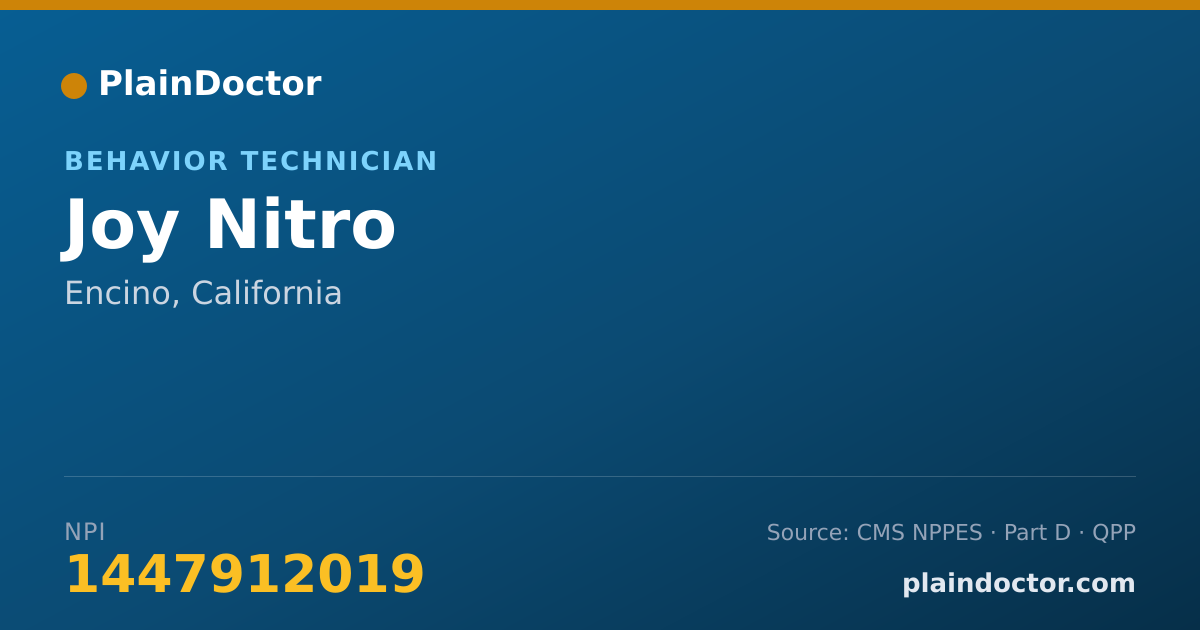 Shareable card for Joy Nitro - Behavior Technician, Encino, CA