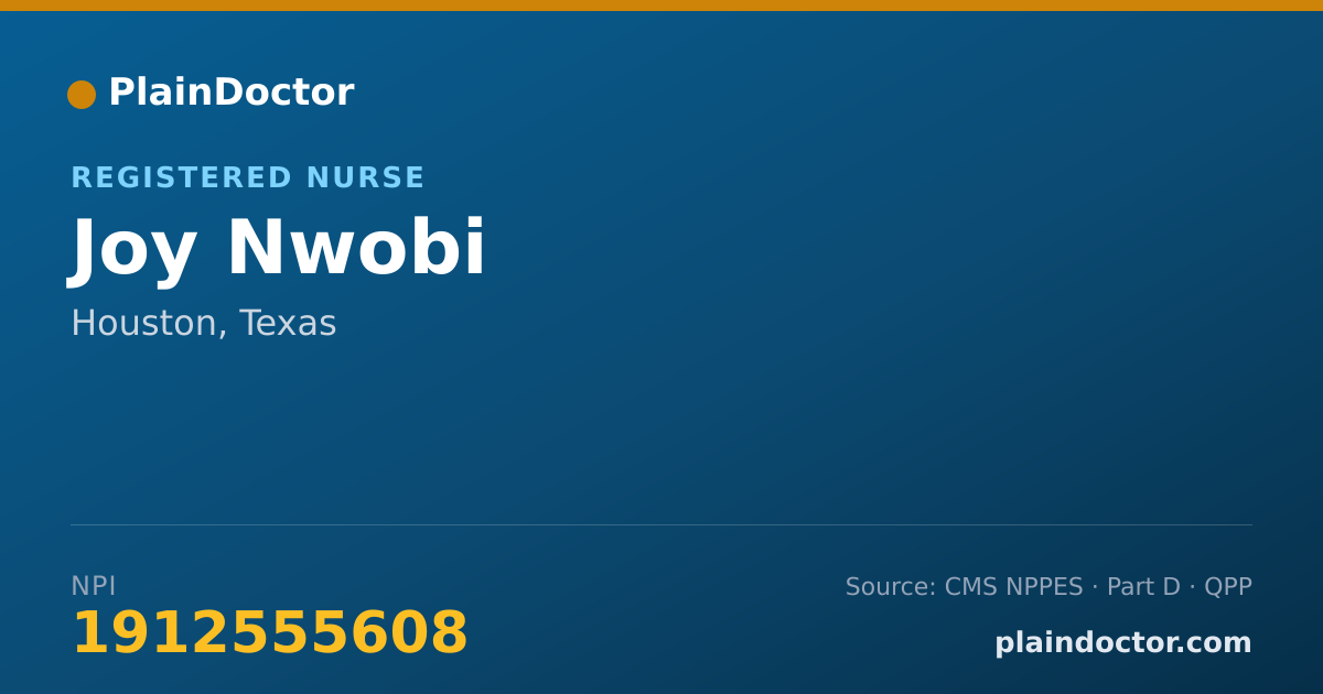 Shareable card for Joy Nwobi - Registered Nurse, Houston, TX