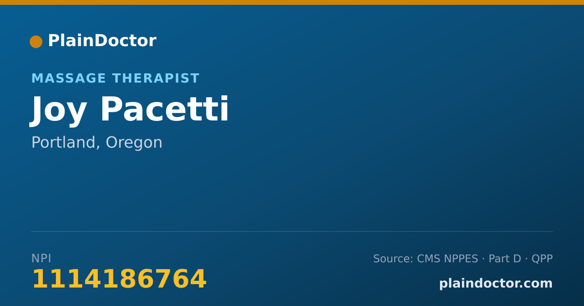 Shareable card for Joy Pacetti - Massage Therapist, Portland, OR