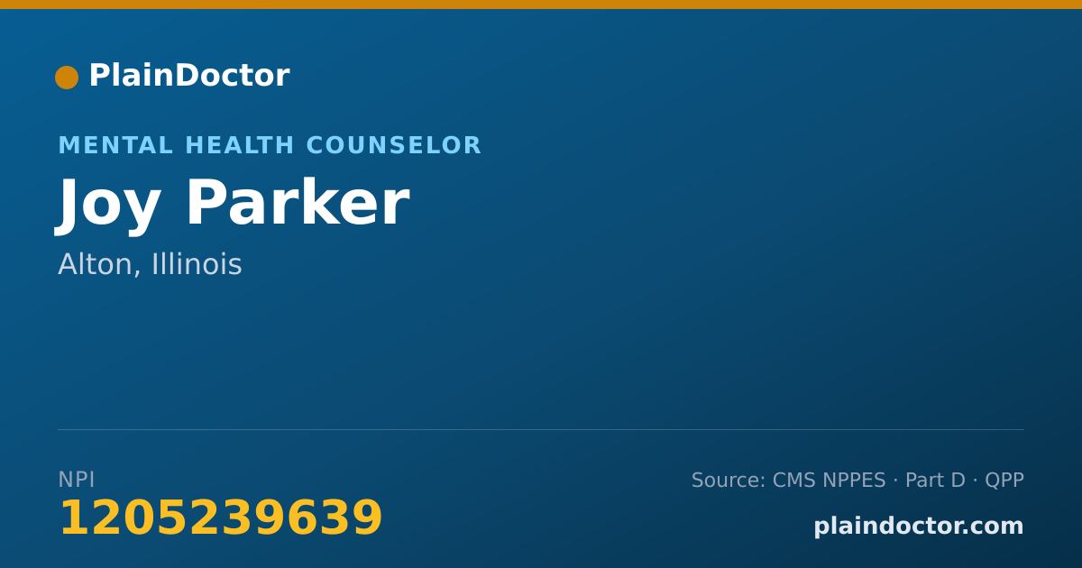 Shareable card for Joy Parker - Mental Health Counselor, Alton, IL