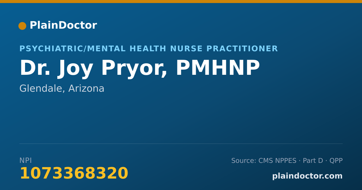 Shareable card for Joy Pryor, PMHNP - Psychiatric/Mental Health Nurse Practitioner, Glendale, AZ