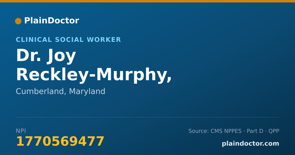 Shareable card for Joy Reckley-Murphy, LCSW-C, DHA - Clinical Social Worker, Cumberland, MD