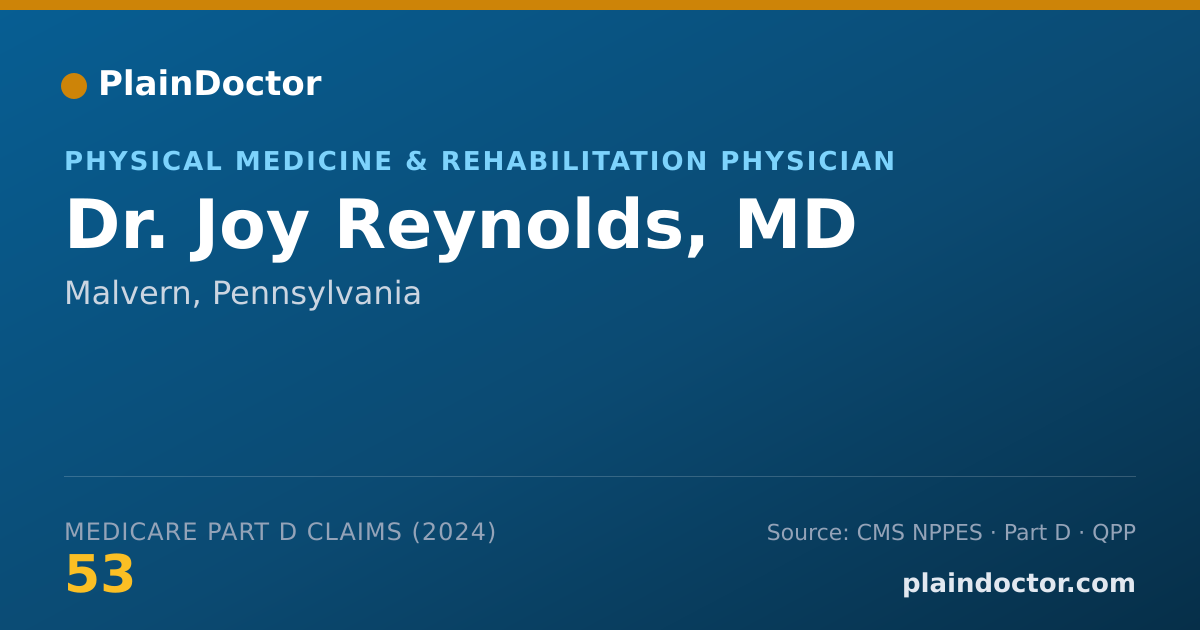 Shareable card for Joy Reynolds, MD - Physical Medicine & Rehabilitation Physician, Malvern, PA