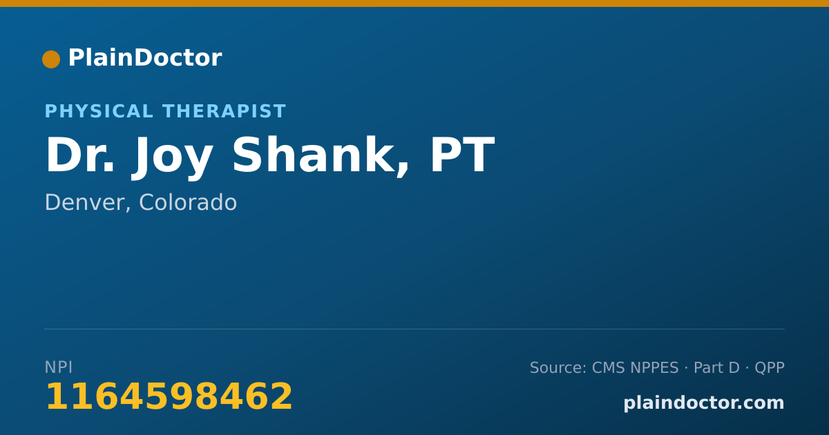 Shareable card for Joy Shank, PT - Physical Therapist, Denver, CO