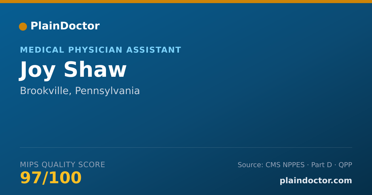 Shareable card for Joy Shaw - Medical Physician Assistant, Brookville, PA