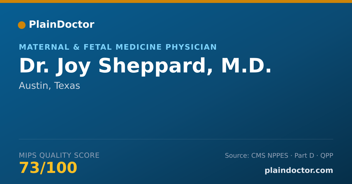 Shareable card for Joy Sheppard, M.D. - Maternal & Fetal Medicine Physician, Austin, TX