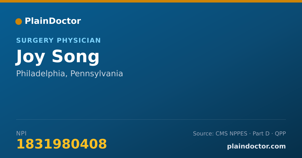 Shareable card for Joy Song - Surgery Physician, Philadelphia, PA