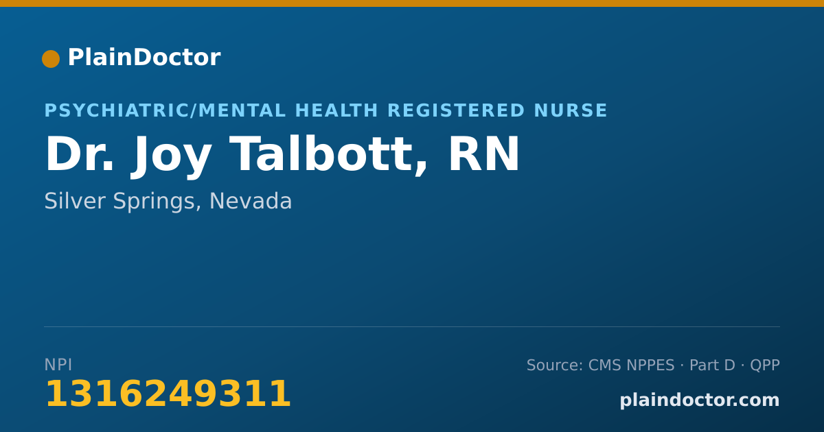 Shareable card for Joy Talbott, RN - Psychiatric/Mental Health Registered Nurse, Silver Springs, NV