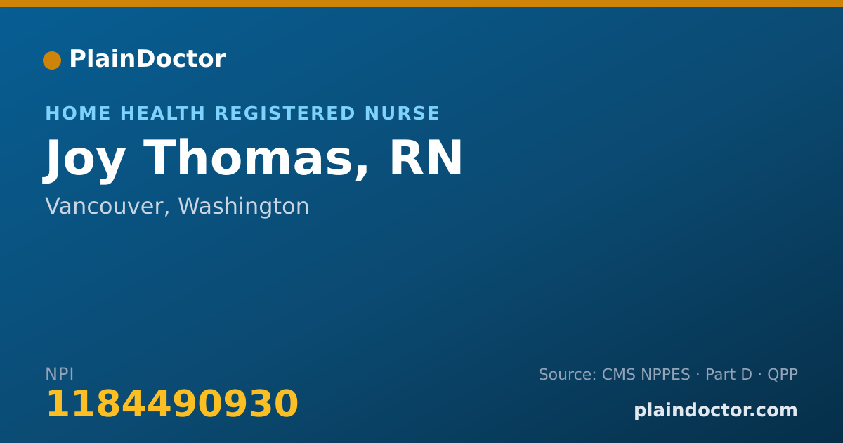 Shareable card for Joy Thomas, RN - Home Health Registered Nurse, Vancouver, WA