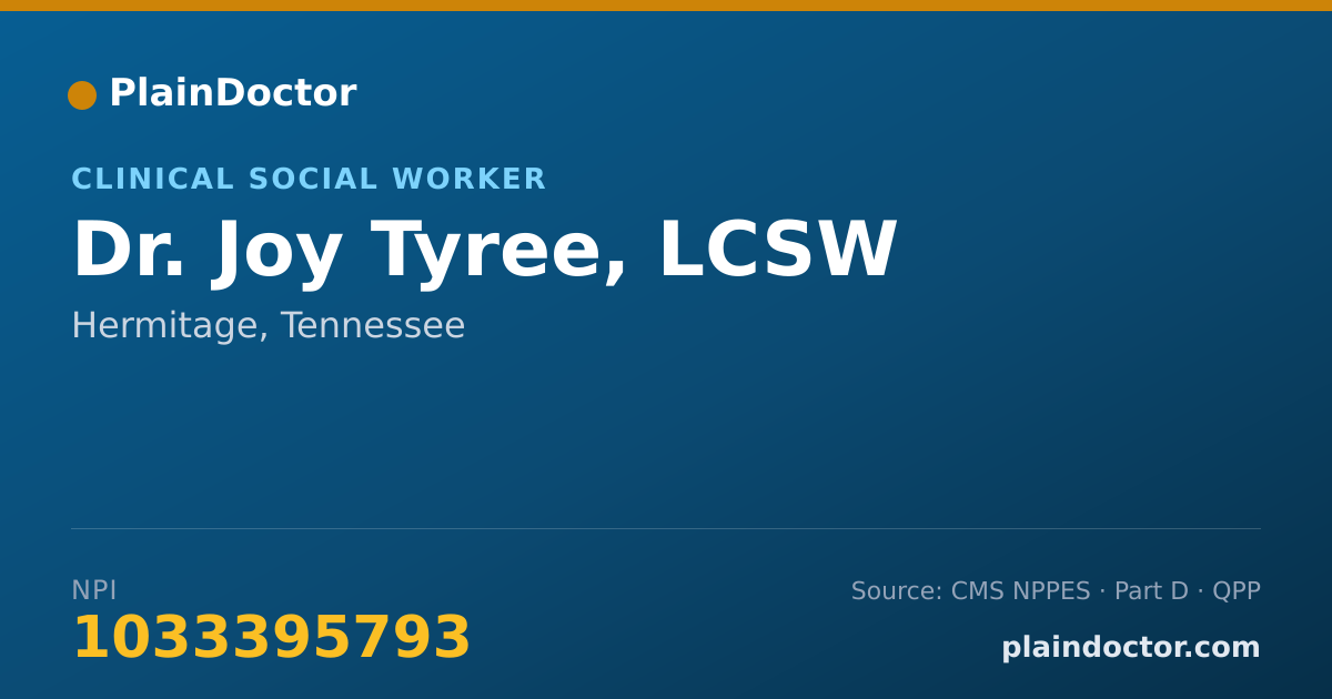 Shareable card for Joy Tyree, LCSW - Clinical Social Worker, Hermitage, TN