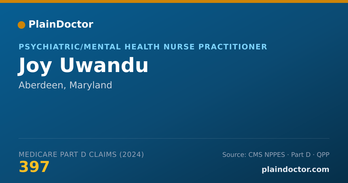 Shareable card for Joy Uwandu - Psychiatric/Mental Health Nurse Practitioner, Aberdeen, MD