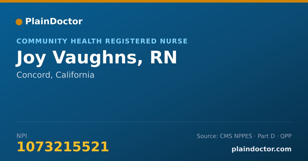 Shareable card for Joy Vaughns, RN - Community Health Registered Nurse, Concord, CA