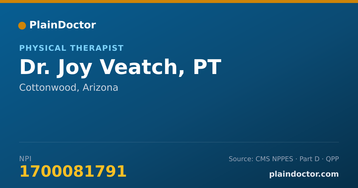 Shareable card for Joy Veatch, PT - Physical Therapist, Cottonwood, AZ