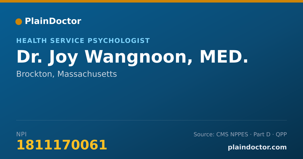 Shareable card for Joy Wangnoon, MED. - Health Service Psychologist, Brockton, MA