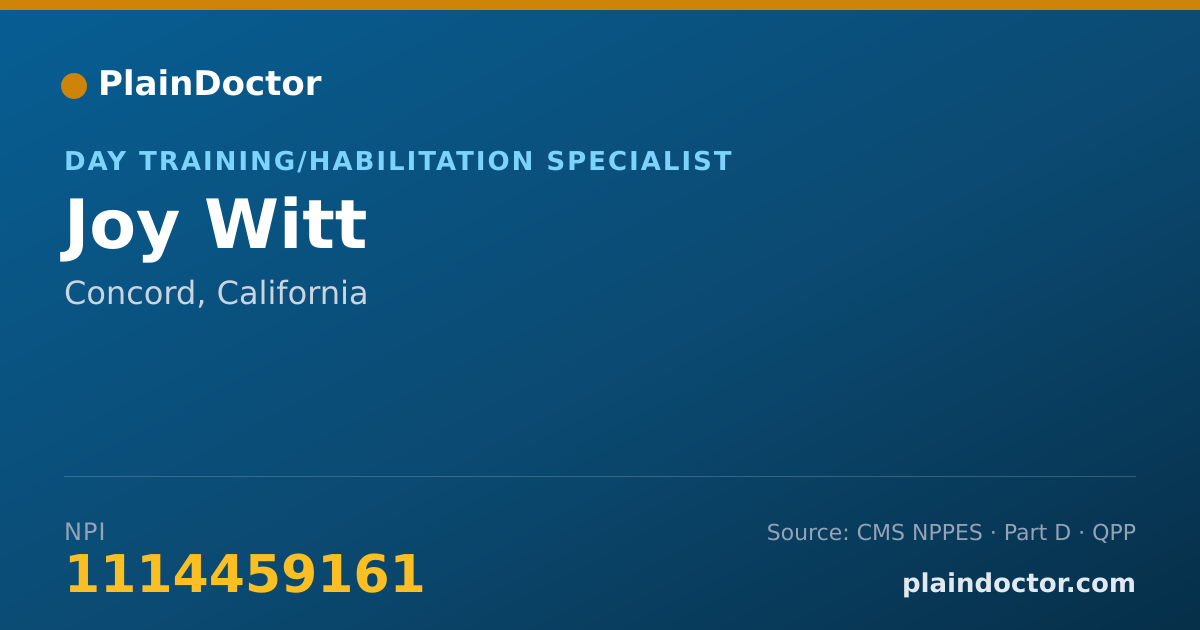 Shareable card for Joy Witt - Day Training/Habilitation Specialist, Concord, CA