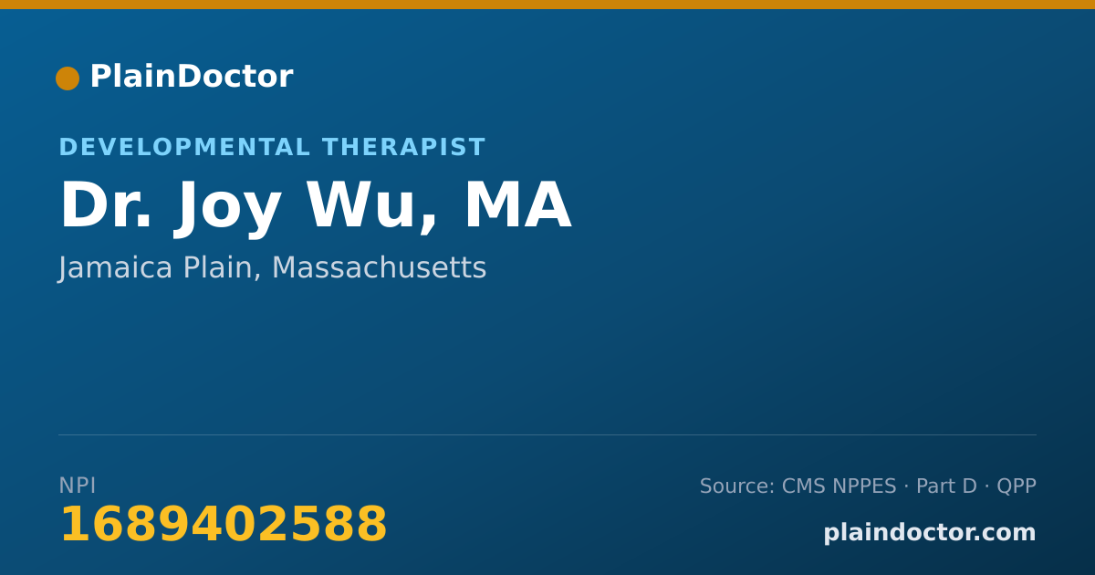 Shareable card for Joy Wu, MA - Developmental Therapist, Jamaica Plain, MA