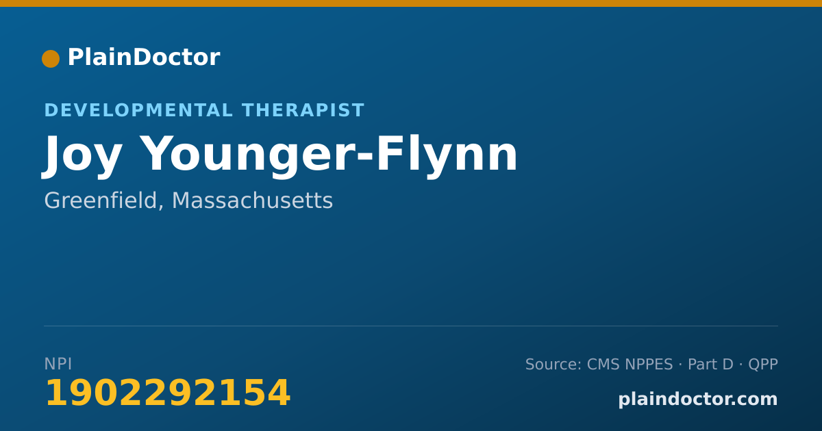 Shareable card for Joy Younger-Flynn - Developmental Therapist, Greenfield, MA