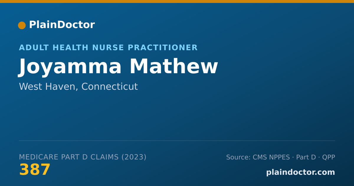Shareable card for Joyamma Mathew - Adult Health Nurse Practitioner, West Haven, CT